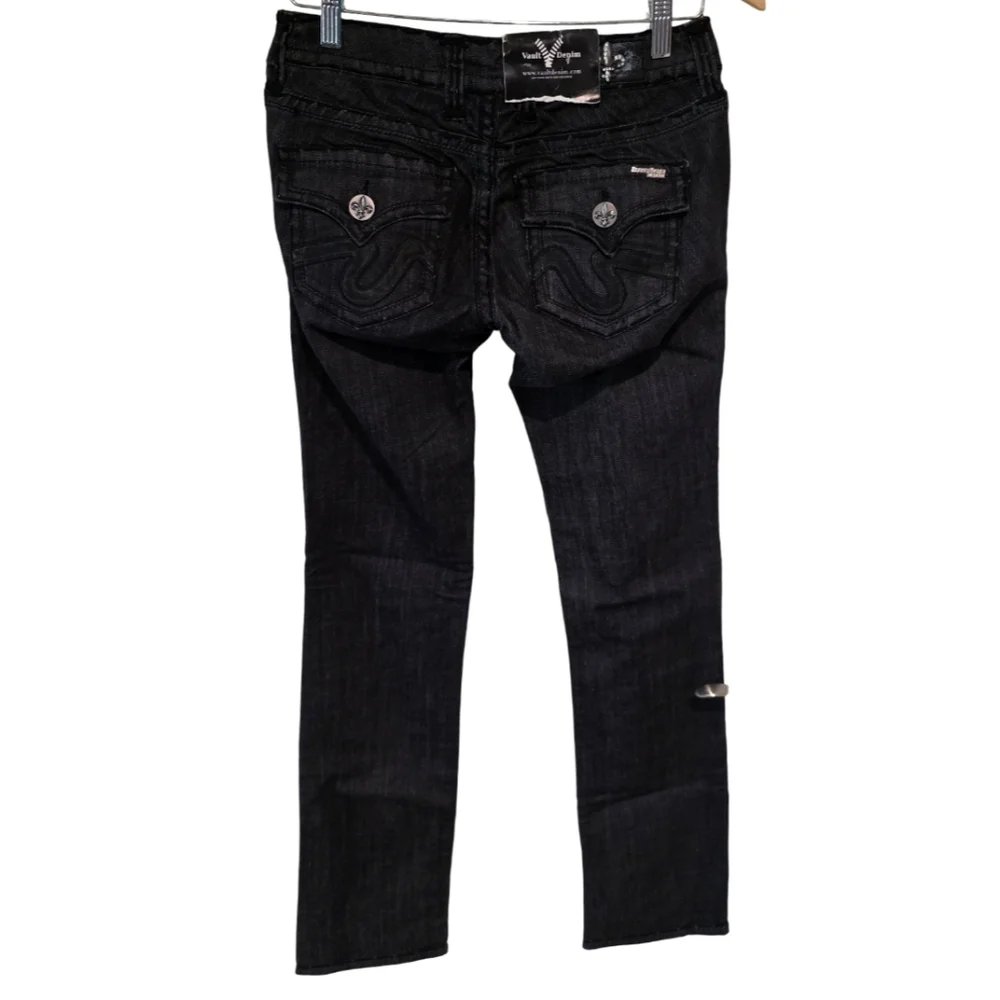 Laguna Beach‎ Vault Black Straight Leg Jeans Fleur De Lis Embellished Y2K NWT